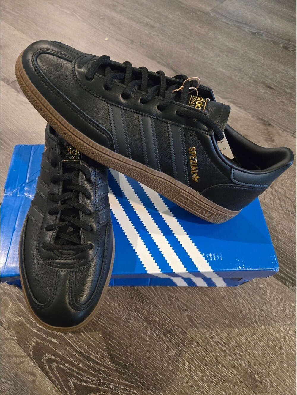 adidas Handball Spezial JS3868 Black Carbon Gold Mens 8.5 Womens 9.5 New OG Box